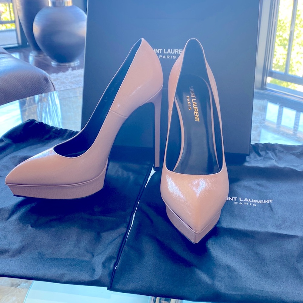 🎀 Yves San Laurent Paris Blush Vernigolf Platform High Heel EU Size 38 +✨🎀